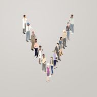 People forming the letter V
