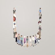 People forming the letter U