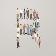 People forming the letter R