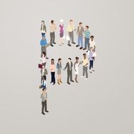 People forming the letter P