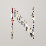 People forming the letter N