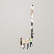 People forming the letter J