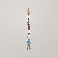 People forming the letter I