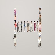 People forming the letter H