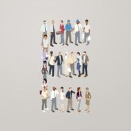 People forming the letter E