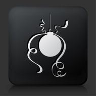 Black Square Button with Christmas Ornament N2