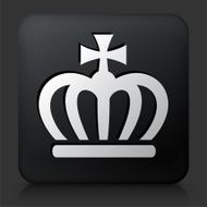 Black Square Button with Crown