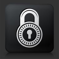 Black Square Button with Security Lock Icon N12