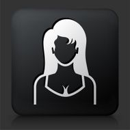 Black Square Button with Woman Face N8