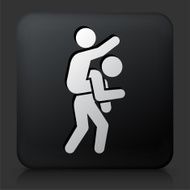 Black Square Button with Piggyback Ride