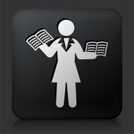 Black Square Button with Businesswoman Multitasking Icon N2