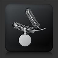 Black Square Button with Christmas Icon N3