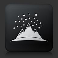 Black Square Button with Snowy Mountain Range