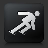 Black Square Button with Ice Skating