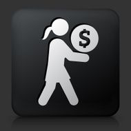 Black Square Button with Holding Money Icon