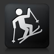 Black Square Button with Freestyle Skiing Icon