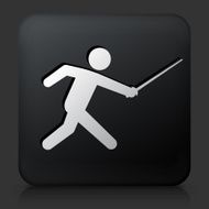 Black Square Button with Fencing Icon