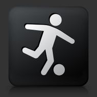 Black Square Button with Soccer Icon