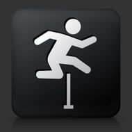 Black Square Button with Hurdles Icon