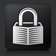 Black Square Button with Security Lock Icon N13