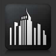 Black Square Button with Cityscape Icon N5