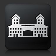 Black Square Button with Building Icon N6