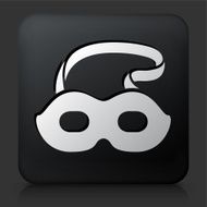 Black Square Button with Masquerade Mask