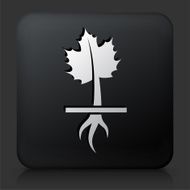 Black Square Button with Growing Plant