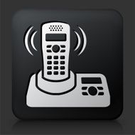 Black Square Button with Home Phone Icon