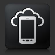 Black Square Button with Telephone Cloud Computing Icon