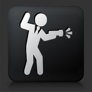 Black Square Button with Businessman &amp; Gun