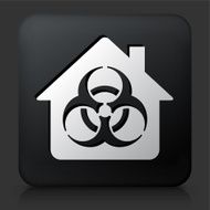 Black Square Button with Biohazard House