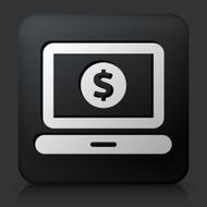 Black Square Button with Laptop Coin Icon