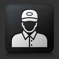 Black Square Button with Worker