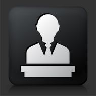 Black Square Button with Speaking Man
