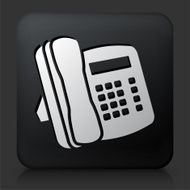 Black Square Button with Landline