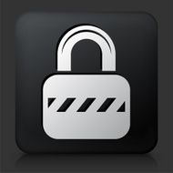 Black Square Button with Security Lock Icon N14