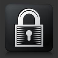 Black Square Button with Security Lock Icon N15