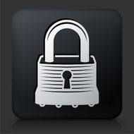 Black Square Button with Security Lock Icon N16