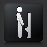 Black Square Button with Peeing Urinal