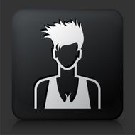 Black Square Button with Woman Face N9