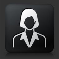 Black Square Button with Woman Face N10