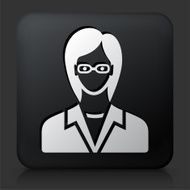 Black Square Button with Woman Face N11