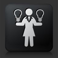 Black Square Button with Businesswoman &amp; Ideas Icon N2