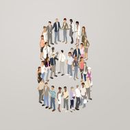 People forming the number 8