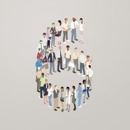 People forming the number 6