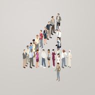 People forming the number 4
