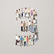 People forming the number 3