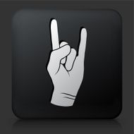 Black Square Button with Rock &amp; Roll Hand Icon