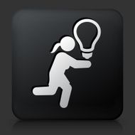 Black Square Button with Chasing Idea Icon
